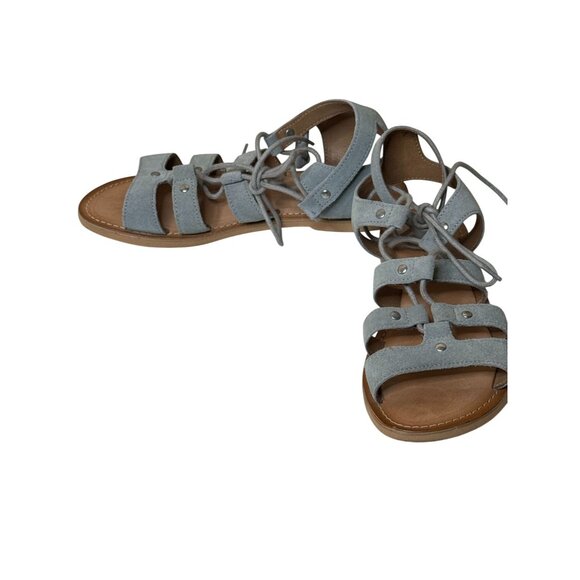 Urban Outfitters Blue Suede Gladiator Lace Up Sandals Size 7 - Picture 5 of 9